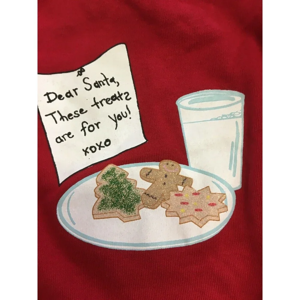 Gymboree Girl's Christmas T-Shirt Red Santa's Cookies Size 3 NWT Free Shipping